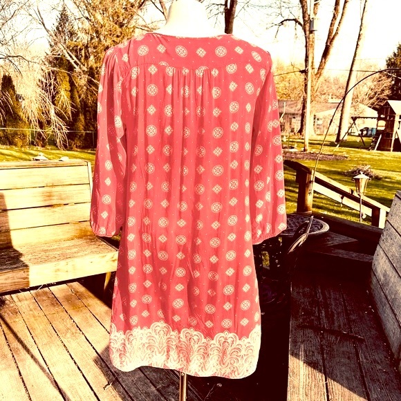 H&M L.O.G.G. Vintage Red Boho Slip Dress Sz.8 or M - Picture 7 of 13